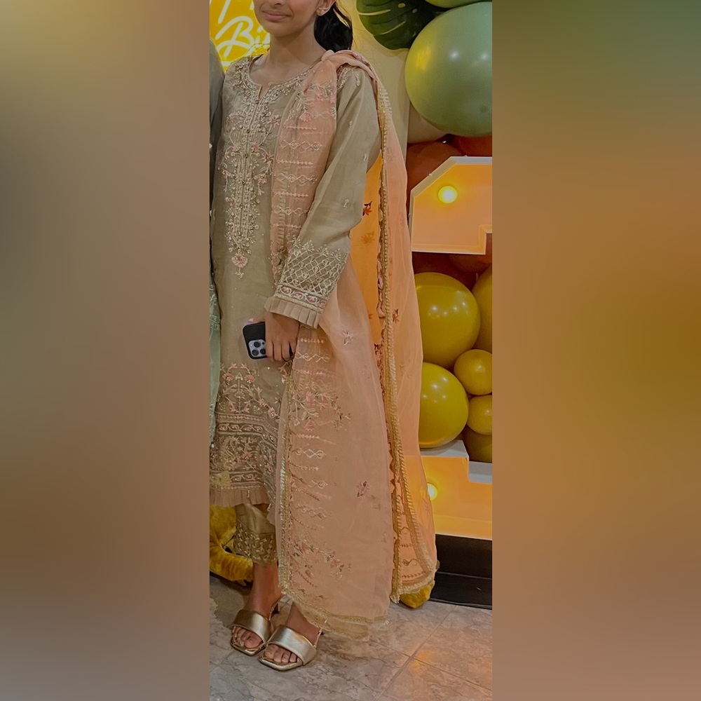 Women | Pakistan Traditional Pink and Brown 3 pcs Outfit